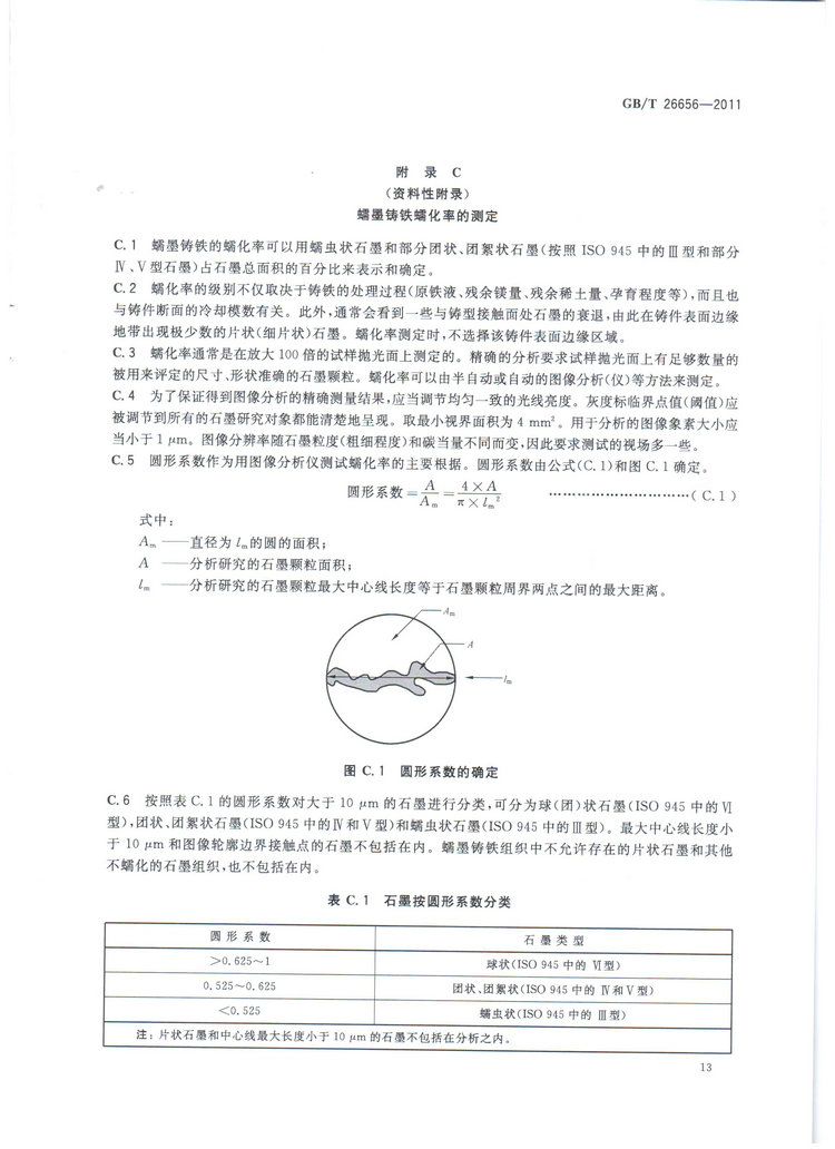 蠕墨鑄鐵金相試驗國家標準GB/T26656-2011